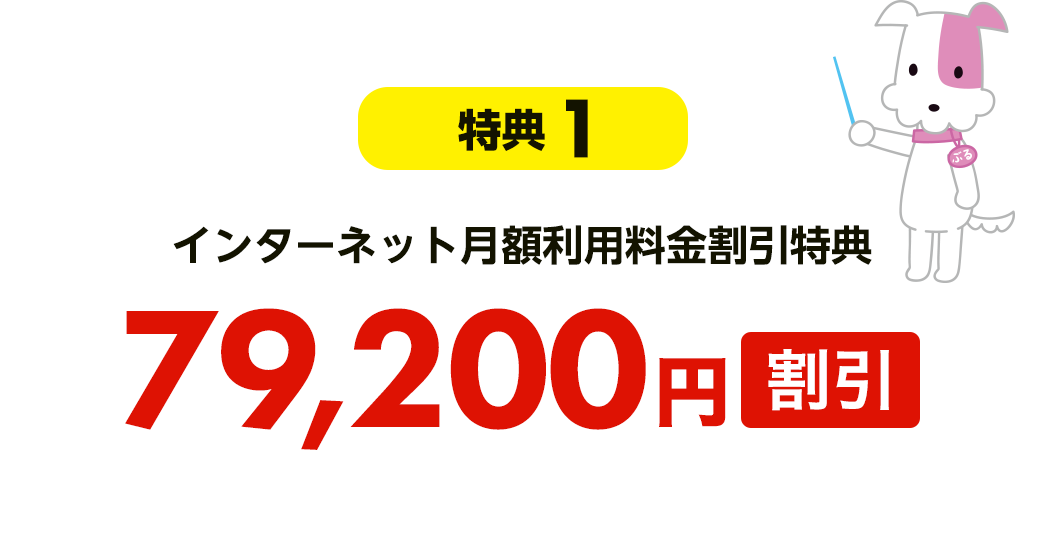 【特典1】インターネット月額利用料金割引特典 79,200円割引